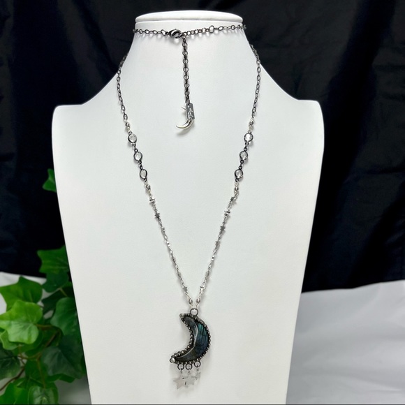 Crescent Moon & Stars Labradorite Statement Necklace - Picture 6 of 7